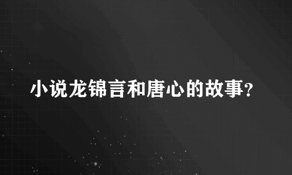 小说龙锦言和唐心的故事？