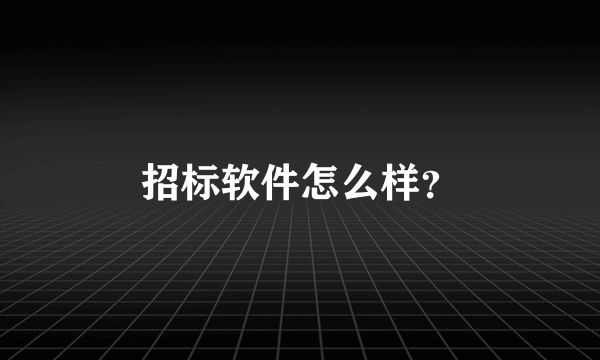 招标软件怎么样？