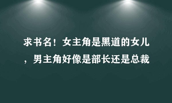 求书名！女主角是黑道的女儿，男主角好像是部长还是总裁