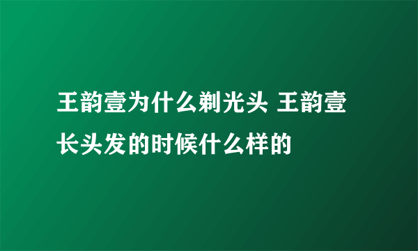 王韵壹为什么剃光头 王韵壹长头发的时候什么样的