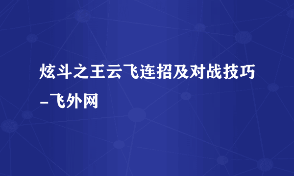 炫斗之王云飞连招及对战技巧-飞外网