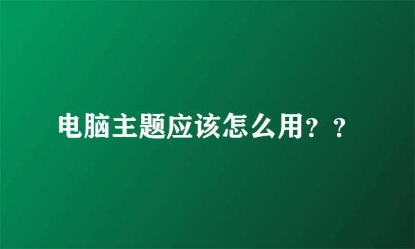 电脑主题应该怎么用？？