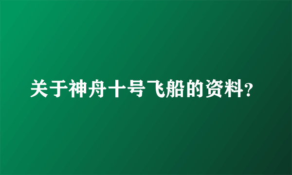 关于神舟十号飞船的资料？