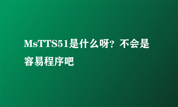 MsTTS51是什么呀？不会是容易程序吧