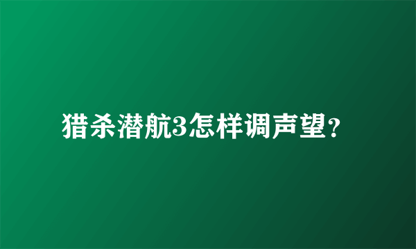 猎杀潜航3怎样调声望？