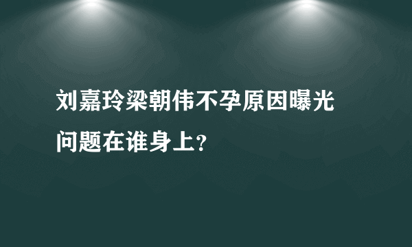 刘嘉玲梁朝伟不孕原因曝光 问题在谁身上？