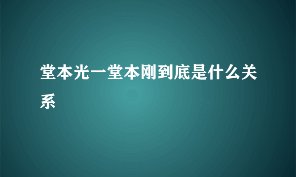 堂本光一堂本刚到底是什么关系