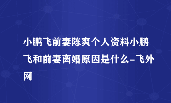 小鹏飞前妻陈爽个人资料小鹏飞和前妻离婚原因是什么-飞外网