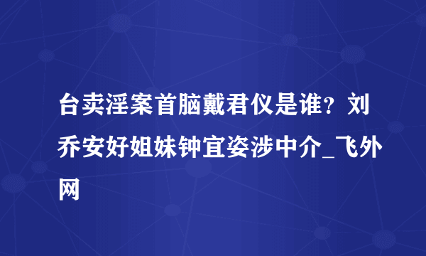 台卖淫案首脑戴君仪是谁？刘乔安好姐妹钟宜姿涉中介_飞外网