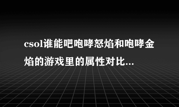 csol谁能吧咆哮怒焰和咆哮金焰的游戏里的属性对比图发一下，不胜感激！