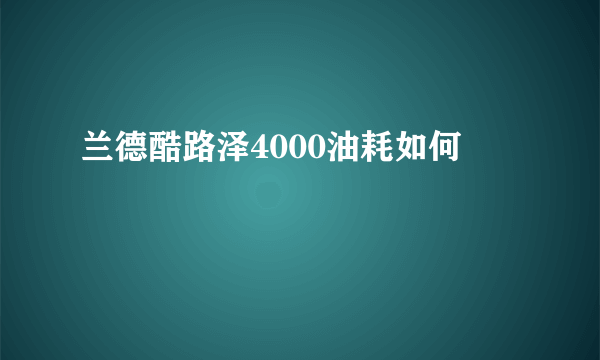 兰德酷路泽4000油耗如何