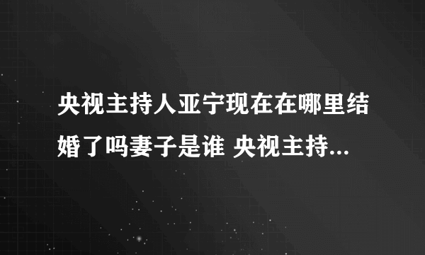 央视主持人亚宁现在在哪里结婚了吗妻子是谁 央视主持人亚宁简介