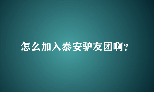 怎么加入泰安驴友团啊？