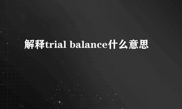 解释trial balance什么意思