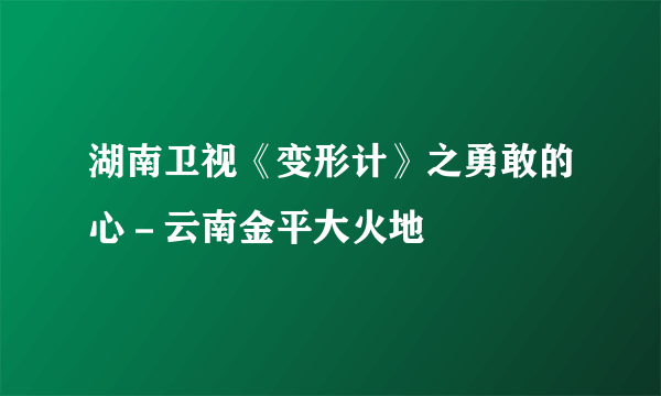 湖南卫视《变形计》之勇敢的心－云南金平大火地