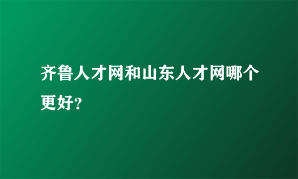 齐鲁人才网和山东人才网哪个更好？