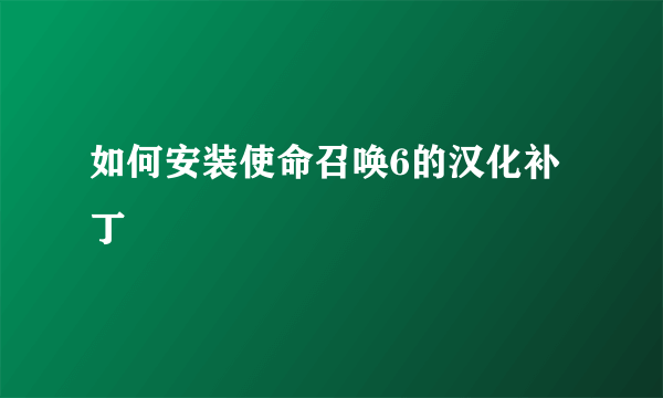 如何安装使命召唤6的汉化补丁