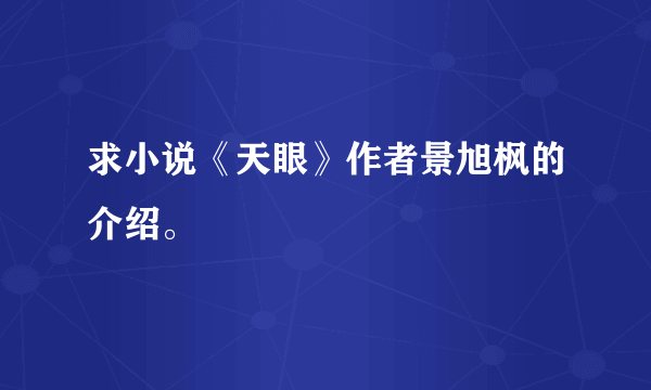 求小说《天眼》作者景旭枫的介绍。