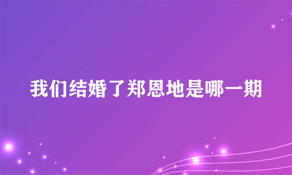 我们结婚了郑恩地是哪一期