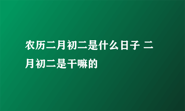 农历二月初二是什么日子 二月初二是干嘛的