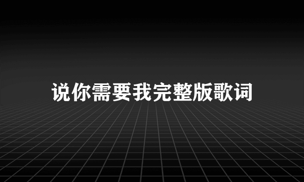 说你需要我完整版歌词