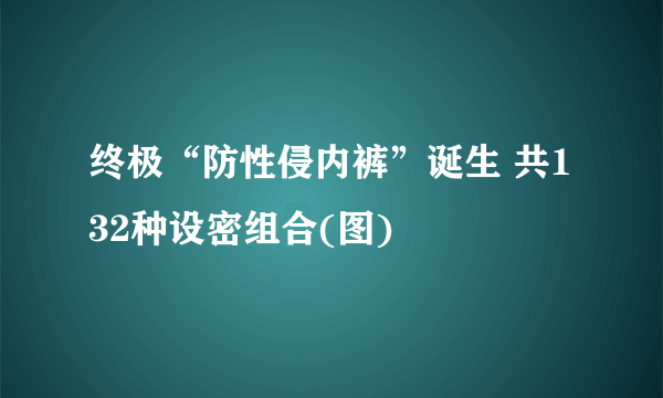 终极“防性侵内裤”诞生 共132种设密组合(图)