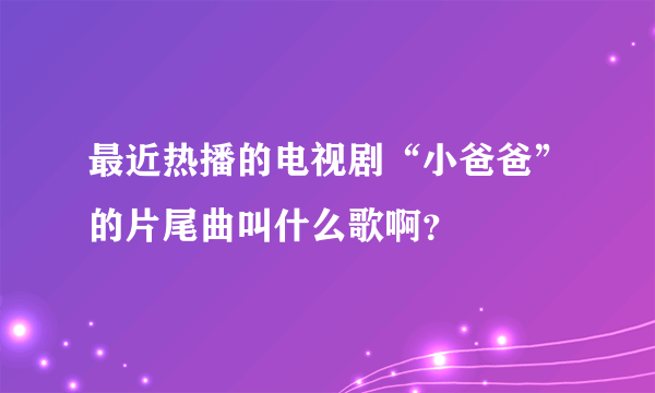 最近热播的电视剧“小爸爸”的片尾曲叫什么歌啊？