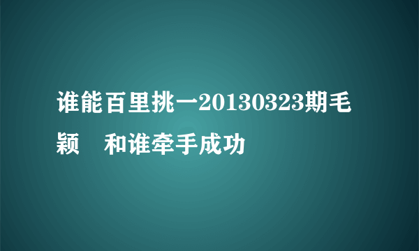 谁能百里挑一20130323期毛颖堃和谁牵手成功