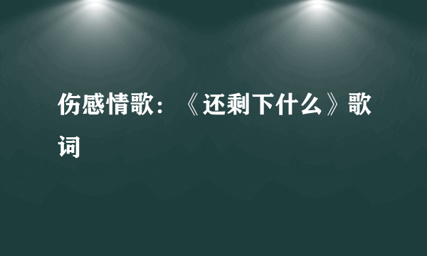 伤感情歌：《还剩下什么》歌词