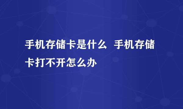 手机存储卡是什么  手机存储卡打不开怎么办