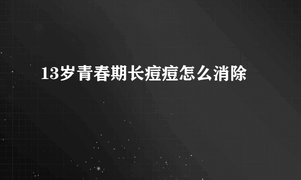 13岁青春期长痘痘怎么消除