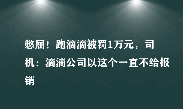 憋屈！跑滴滴被罚1万元，司机：滴滴公司以这个一直不给报销