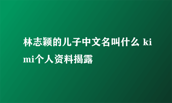 林志颖的儿子中文名叫什么 kimi个人资料揭露