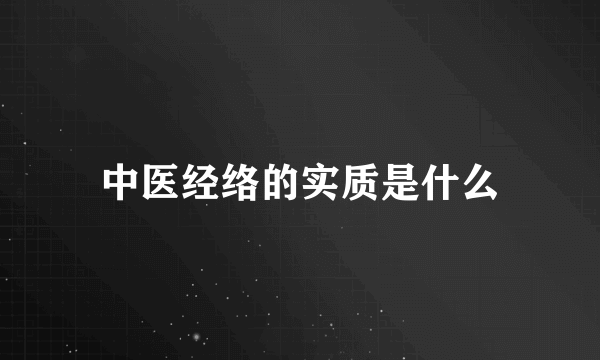 中医经络的实质是什么