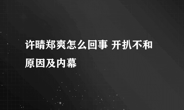 许晴郑爽怎么回事 开扒不和原因及内幕