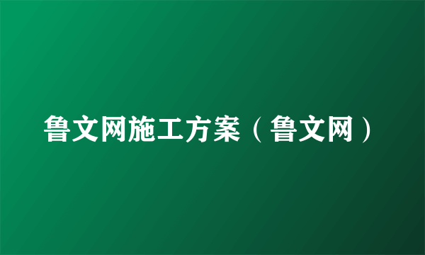 鲁文网施工方案（鲁文网）