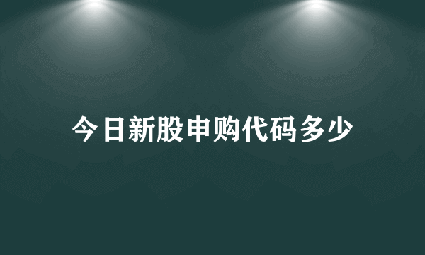 今日新股申购代码多少