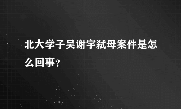 北大学子吴谢宇弑母案件是怎么回事？