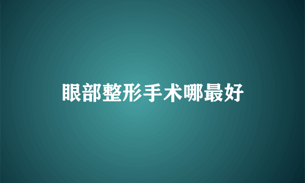 眼部整形手术哪最好