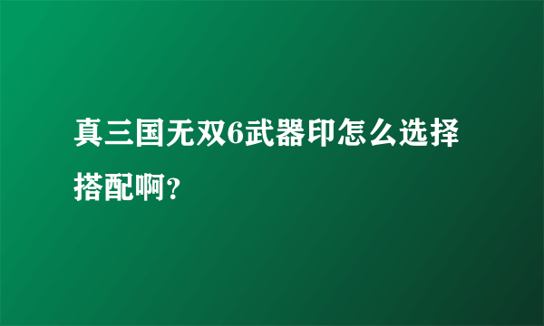 真三国无双6武器印怎么选择搭配啊？