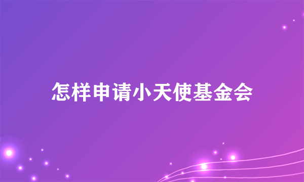 怎样申请小天使基金会