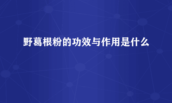 野葛根粉的功效与作用是什么