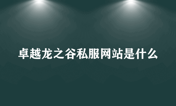 卓越龙之谷私服网站是什么