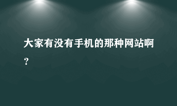 大家有没有手机的那种网站啊？