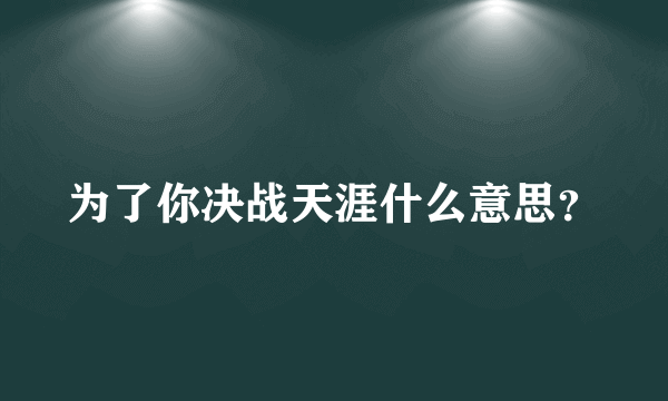 为了你决战天涯什么意思？