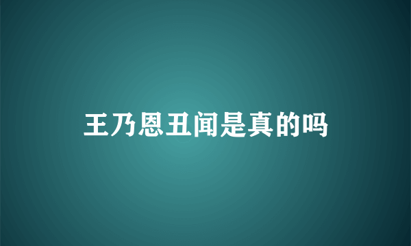 王乃恩丑闻是真的吗