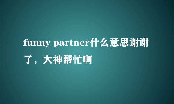 funny partner什么意思谢谢了，大神帮忙啊