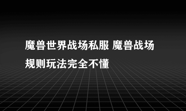 魔兽世界战场私服 魔兽战场规则玩法完全不懂