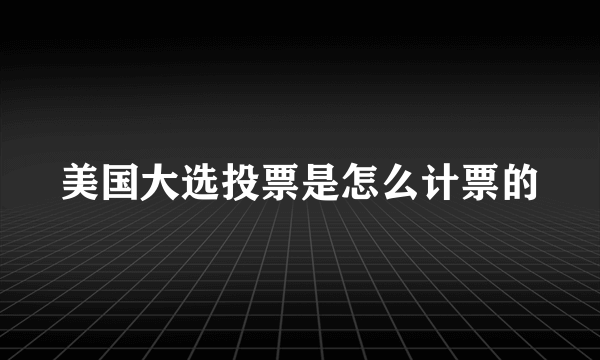 美国大选投票是怎么计票的