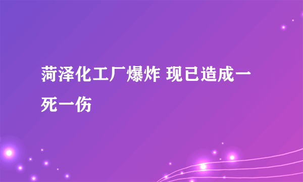 菏泽化工厂爆炸 现已造成一死一伤